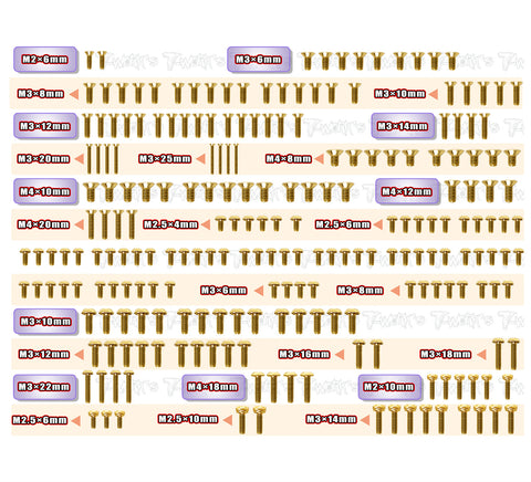 GSS-SRX8GTR	Gold Plated Steel Screw Set 223pcs. ( For Serpent SRX8GT R )