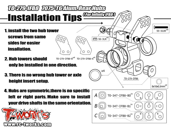 TO-279-IFB8 7075-T6 Alum. Rear Hubs ( For Infinity IFB8