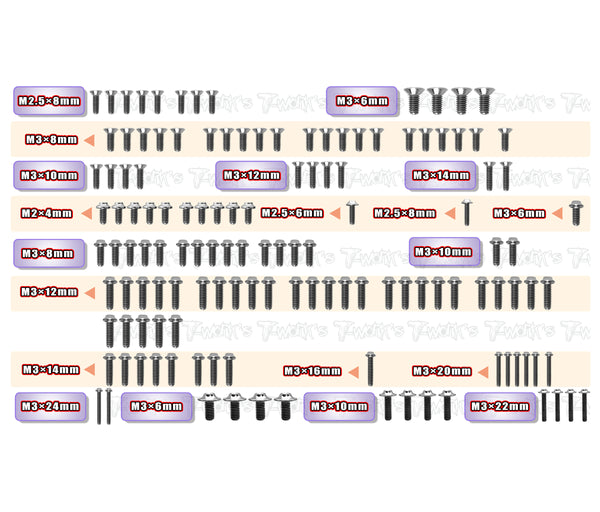 TSSU-RC10B84 64 Titanium Screw set ( UFO Head ) 131pcs