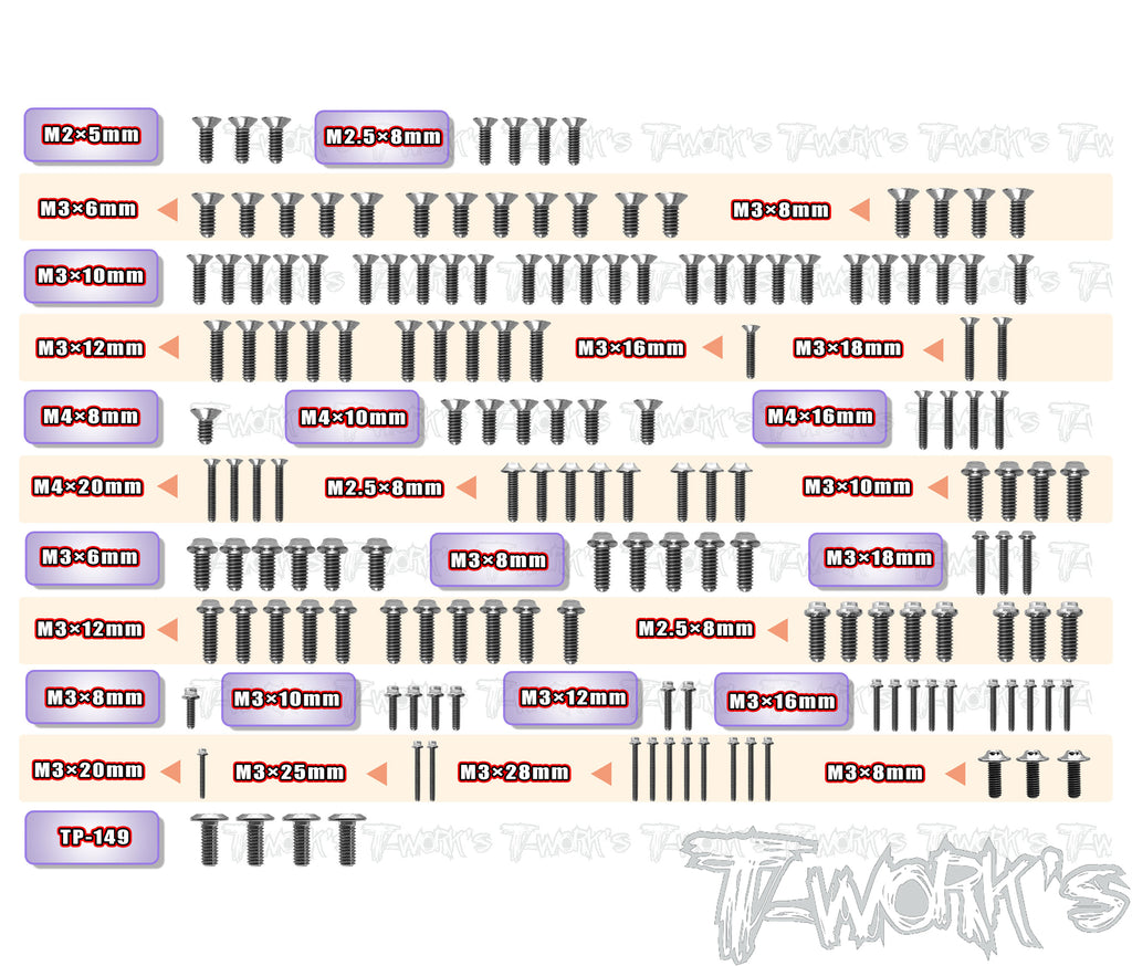 TSSU-SBX4	64 Titanium Screw set ( UFO Head ) 157pcs. ( For WIRC SBX4 )