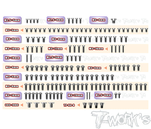 TSSU-X4'26-G 	 64 Titanium Screw set ( UFO Head ) 157pcs. ( For Xray X4'26  Graphite-Spec Car)