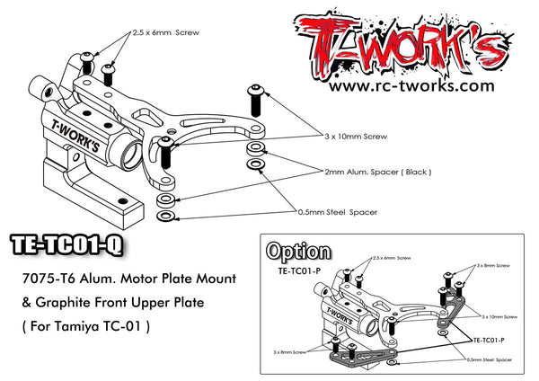 TE-TC01-Q 7075-T6 Alum. Motor Plate Mount & Graphite Front