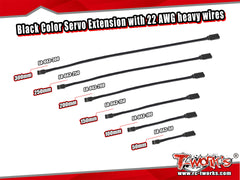EA-043  Black Color Servo Extension with 22 AWG heavy wires 50/100/150/200/250/300mm  1pc