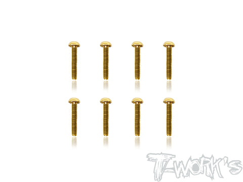 GSS-212B  2mmx12mm Gold Plated Steel Button Head Screws（8pcs.）