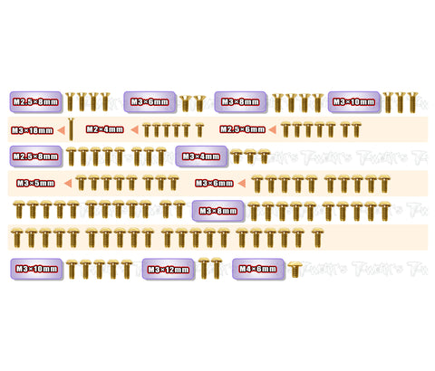 GSS-A11-T    Gold Plated Steel Upper Deck Screw set 107pcs.( For ARC A11 )