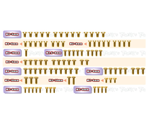 GSS-A800FXR 	 Gold Plated Steel Screw Set 92pcs. ( For Awesomatix A800FXR )