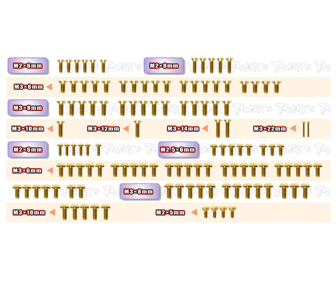 GSS-BDFWD	 Gold Plated Steel Screw Set 119pcs. ( For Yokomo BD FWD )