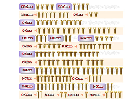 GSS-CATL1R	Gold Plated Steel Screw Set 153pcs. ( For Schumacher CAT L1R )