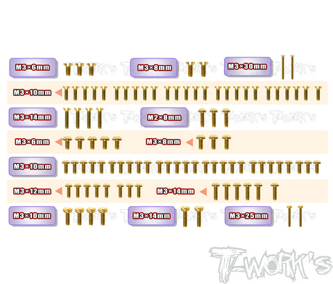 GSS-FW06    Gold Plated Steel Screw Set 98pcs. ( For Kyosho FW-06 )