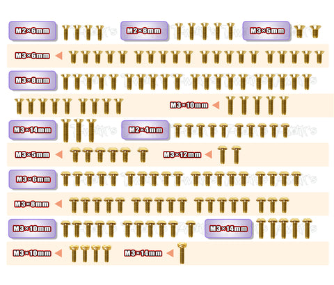 GSS-IF15-II   Gold Plated Steel Screw Set 144pcs. ( For Infinity IF15-II )