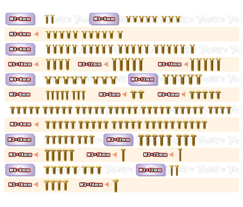 GSS-IF18-3　　Gold Plated Steel Screw Set 181pcs.( For Infinity IF18-3 )