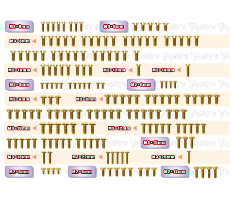 GSS-MO1.0	Gold Plated Steel Screw Set 175pcs. ( For Yokomo MO1.0 )