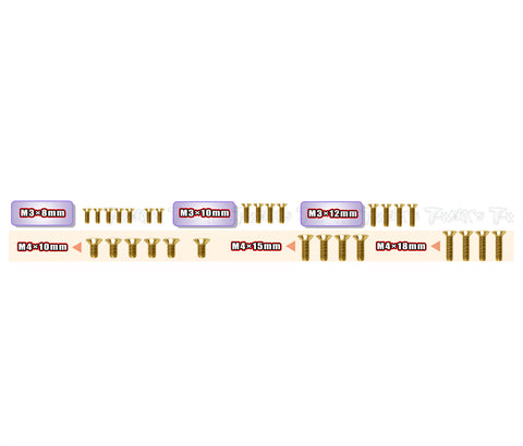 GSS-MP11E-B    Gold Plated Steel Screw Set( Bottom )29pcs. ( For Kyosho MP11E )