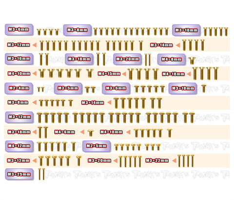 GSS-MP11E    Gold Plated Steel Screw Set 148pcs.  ( For Kyosho MP11E )