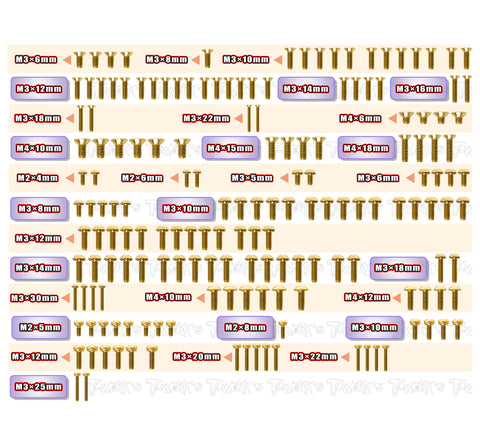 GSS-MP11    Gold Plated Steel Screw Set 167pcs. ( For Kyosho MP11 )