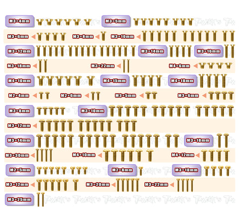 GSS-MP11    Gold Plated Steel Screw Set 181pcs. ( For Kyosho MP11 )