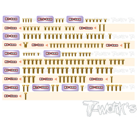 GSS-MRX7-T	Gold Plated Steel Upper Deck Screw set 147pcs.( For Mugen MRX7 )