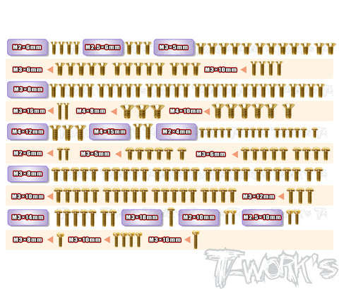 GSS-MRX7	Gold Plated Steel Screw Set 181pcs. ( For Mugen MRX7 )