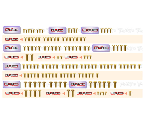 GSS-Mi10 Gold Plated Steel Screw Set 139pcs. ( For Schumacher Mi10)