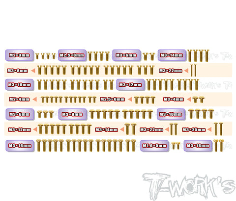 GSS-RC10B7.1C	Gold Plated Steel Screw Set 126pcs. ( For Team Associated RC10 B7.1C )