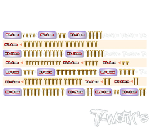 GSS-RC10B7.1D	Gold Plated Steel Screw Set 126pcs. ( For Team Associated RC10 B7.1D )