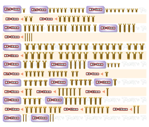 GSS-RC8B4.2E  Gold Plated Steel Screw Set 165pcs.   ( For Team Associated RC8 B4.2E )