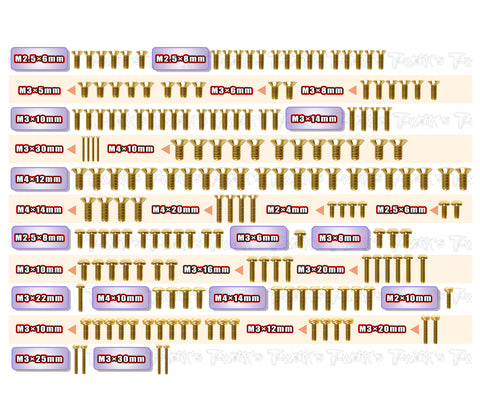 GSS-RC8B4.2   Gold Plated Steel Screw Set 180pcs.   ( For Team Associated RC8 B4.2 )