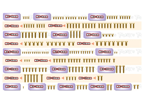 GSS-S35.5e    Gold Plated Steel Screw Set 189pcs.   ( For SWORKZ S35-5e  )