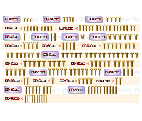GSS-SBX2   Gold Plated Steel Screw Set 165pcs.( For WIRC SBX2 )