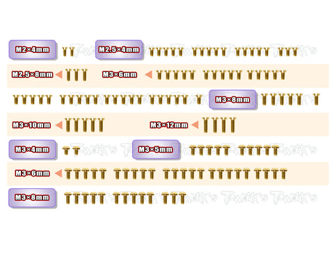GSS-X20'24	 Gold Plated Steel Screw Set 123pcs. ( For Serpent X20'24 )