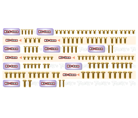 GSS-X4'24	Gold Plated Steel Screw Set 117pcs. ( For Xray X4 2024 )