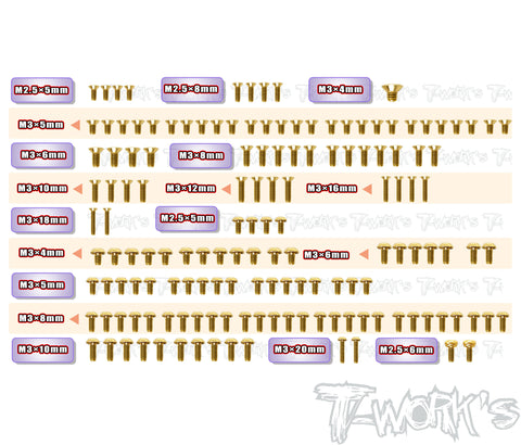 GSS-X4'26-G 	 GGold Plated Steel Screw Set 149pcs. ( For Xray X4'26 Graphite-Spec Car )