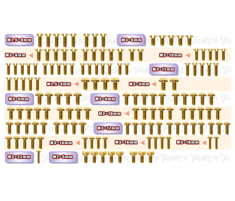 GSS-XB4C'24   Gold Plated Steel Screw Set 143pcs.( For Xray XB4C'24 )