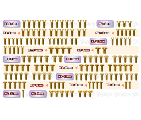 GSS-XB4D'24   Gold Plated Steel Screw Set 147pcs.( For Xray XB4D'24 )