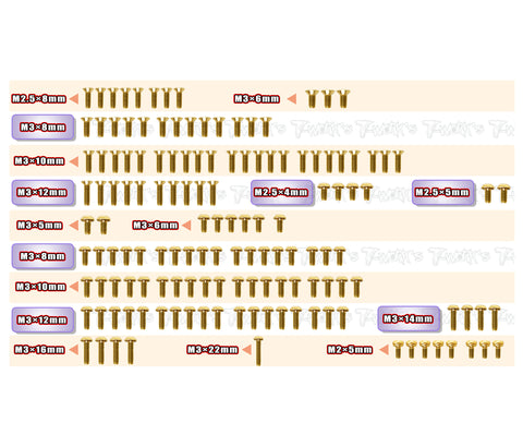 GSS-XB4D'26   Gold Plated Steel Screw Set 143pcs. ( For Xray XB4D'26 )