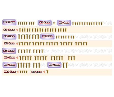 GSSU-22X-4 2.0 AC   Gold Plated Steel UFO Screw Set  124pcs. ( For TLR 22X-4 2.0 AC )
