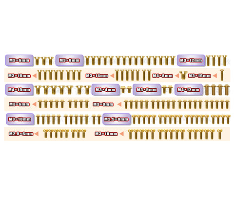 GSSU-GR-NITRO	  Gold Plated Steel UFO Screw Set 138pcs. ( For Gimar raptor nitro )