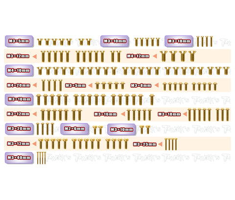GSSU-IX5B	Gold Plated Steel UFO Screw Set  140pcs. ( For Hong Nor IX5B )