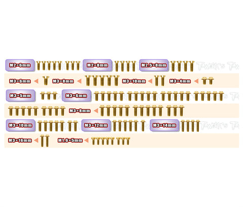 GSSU-Mi10-S   Gold Plated Steel UFO Screw Set 98pcs.   ( For Schumacher Mi10 Steel-Spec Car )
