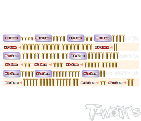 GSSU-RC10B7.1C 	 Gold Plated Steel UFO Screw Set 106pcs. ( For Team Associated RC10 B7.1C )