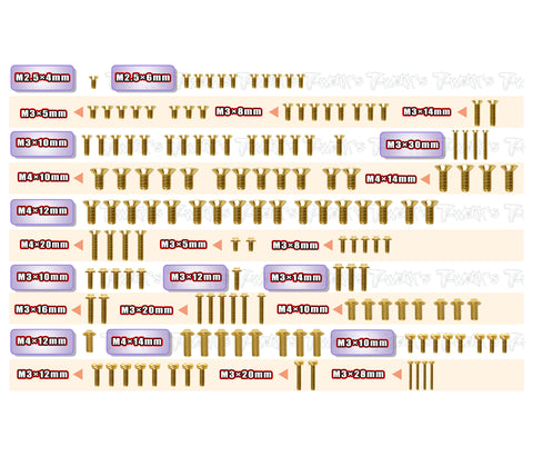 GSSU-RC8T4.2E   Gold Plated Steel UFO Screw Set 149pcs.   ( For Team Associated RC8 T4.2E )