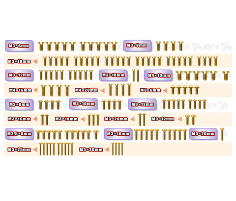 GSSU-SBX4E 	 Gold Plated Steel UFO Screw Set 136pcs.( For WIRC SBX4E )