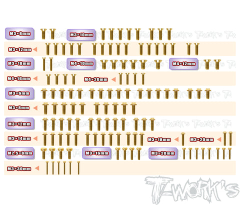 GSSU-SBXE-3	Gold Plated Steel UFO Screw Set 124pcs.( For WIRC SBXE-3 )