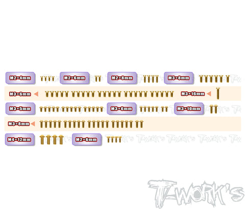GSSU-TC10-4   Gold Plated Steel UFO Screw Set 96pcs.( For AXON TC10/4 )