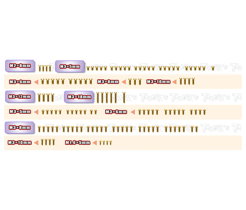 GSSU-TRF421X  Gold Plated Steel UFO Screw Set 123pcs.( For Tamiya TRF 421X )
