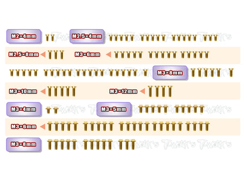 GSSU-X20'24	Gold Plated Steel UFO Screw Set 123pcs. ( For Serpent X20'24 )