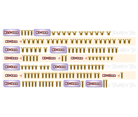 GSSU-X4F'27     Gold Plated Steel UFO Screw Set 127pcs. ( For Xray X4F 2027  )