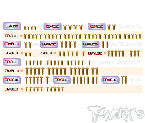 GSSU-XB2D'26	Gold Plated Steel UFO Screw Set 122pcs. ( For Xray XB2D'26 )
