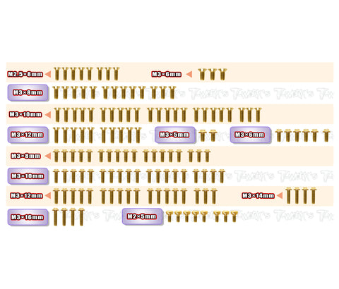 GSSU-XB4D'26   Gold Plated Steel UFO Screw Set 136pcs. ( For Xray XB4D'26 )