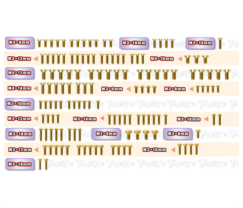 GSSU-XB8'26	Gold Plated Steel UFO Screw Set 136pcs. ( For Xray XB8'26 )
